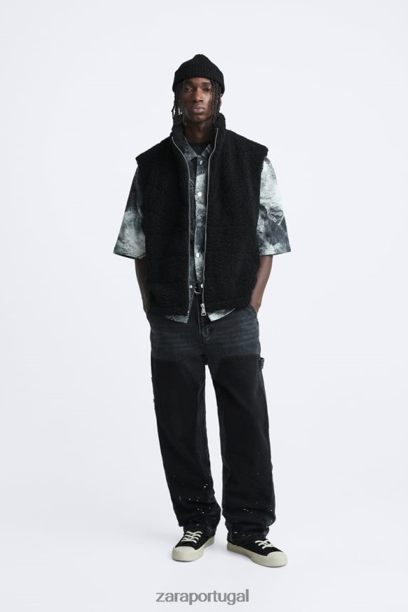 colete de lã homens Zara preto Z2080L1111 roupas