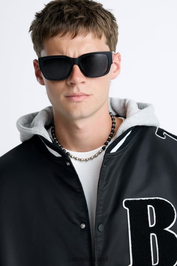 jaqueta bomber com capuz homens Zara preto Z2080L1133 roupas