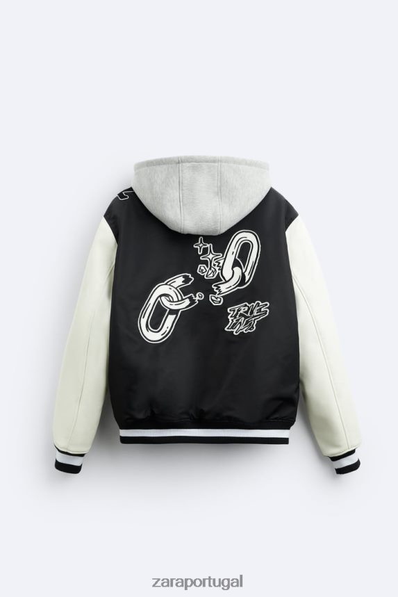 jaqueta bomber com capuz homens Zara preto Z2080L1133 roupas
