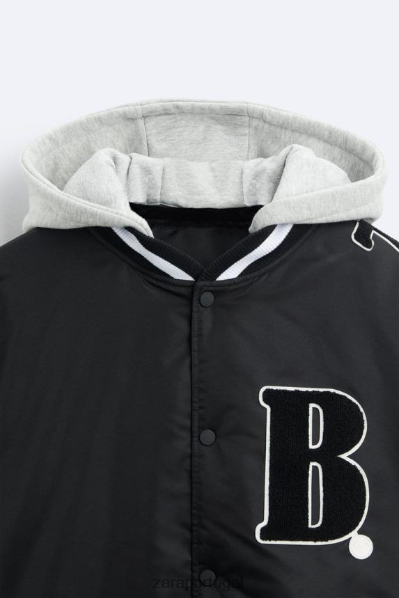 jaqueta bomber com capuz homens Zara preto Z2080L1133 roupas