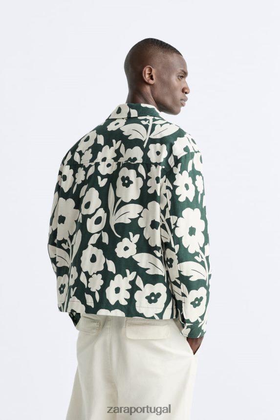 jaqueta jacquard floral homens Zara azul gasolina Z2080L1118 roupas