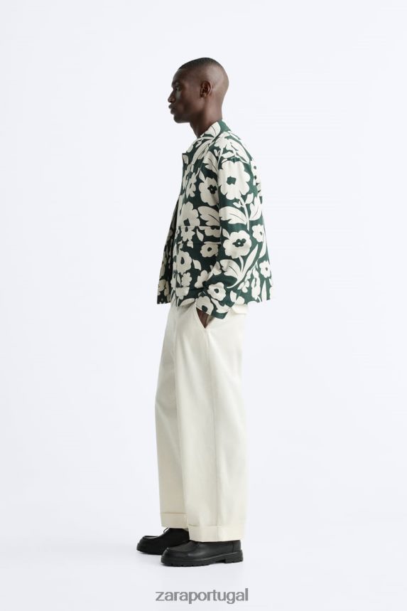 jaqueta jacquard floral homens Zara azul gasolina Z2080L1118 roupas