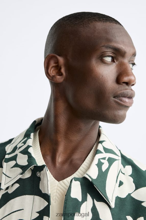 jaqueta jacquard floral homens Zara azul gasolina Z2080L1118 roupas