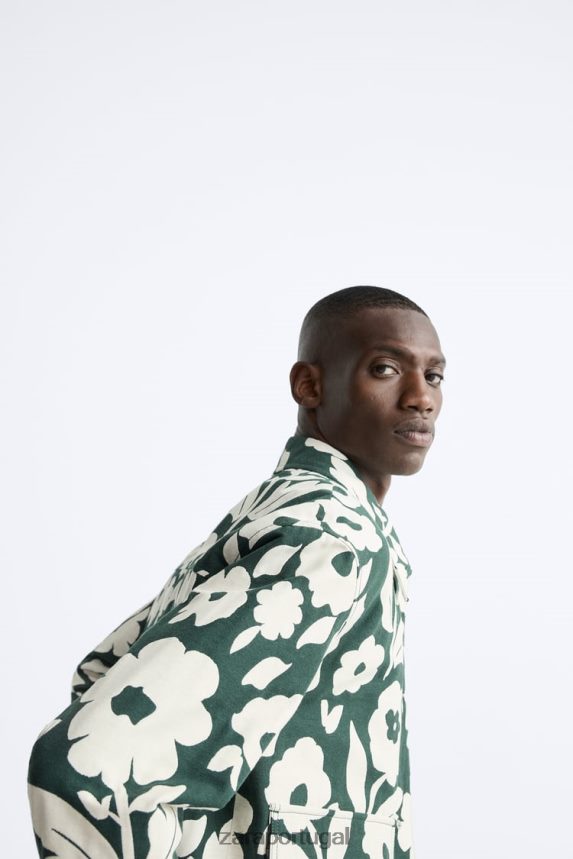 jaqueta jacquard floral homens Zara azul gasolina Z2080L1118 roupas