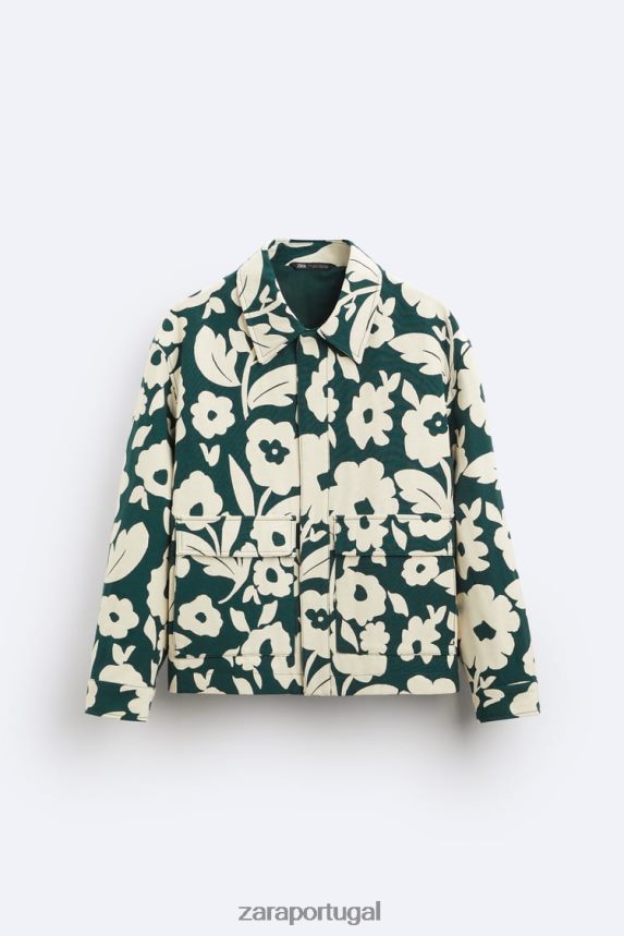 jaqueta jacquard floral homens Zara azul gasolina Z2080L1118 roupas
