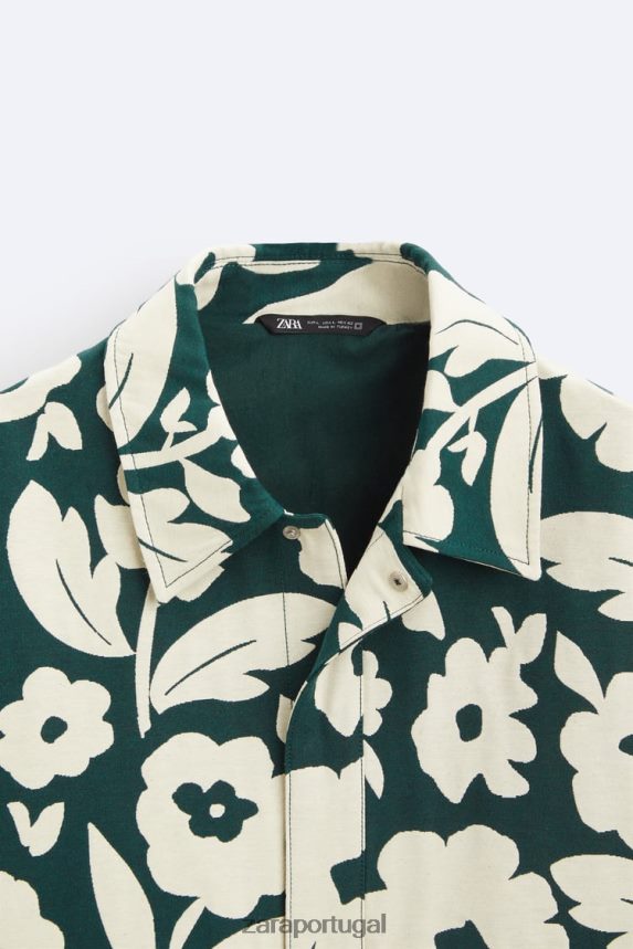 jaqueta jacquard floral homens Zara azul gasolina Z2080L1118 roupas