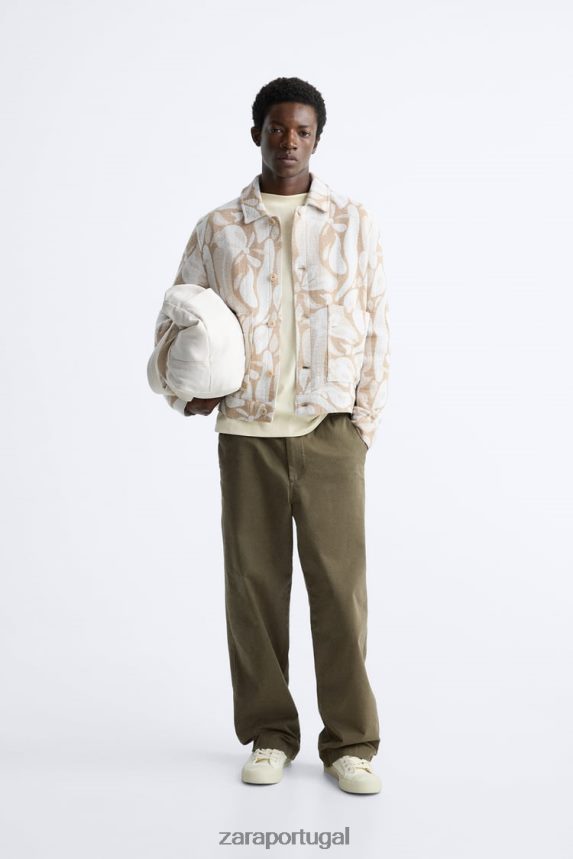 jaqueta jacquard floral homens Zara bege Z2080L1116 roupas