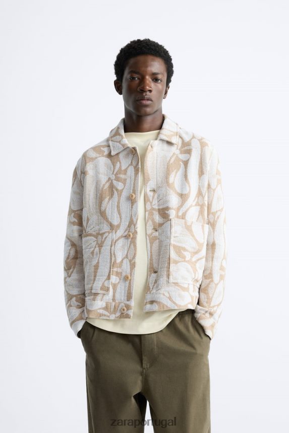 jaqueta jacquard floral homens Zara bege Z2080L1116 roupas