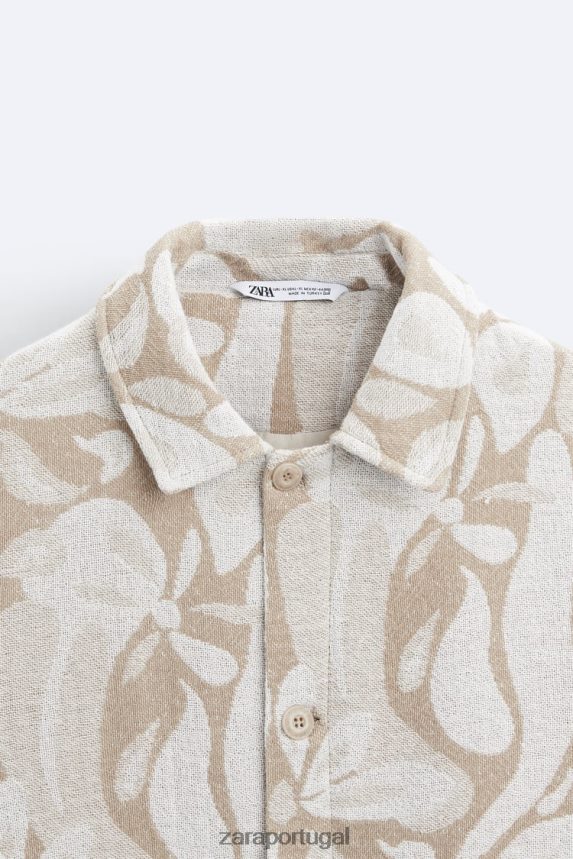 jaqueta jacquard floral homens Zara bege Z2080L1116 roupas