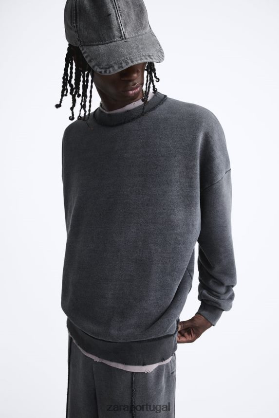 moletom colorido lavado homens Zara antracite escuro Z2080L1053 roupas