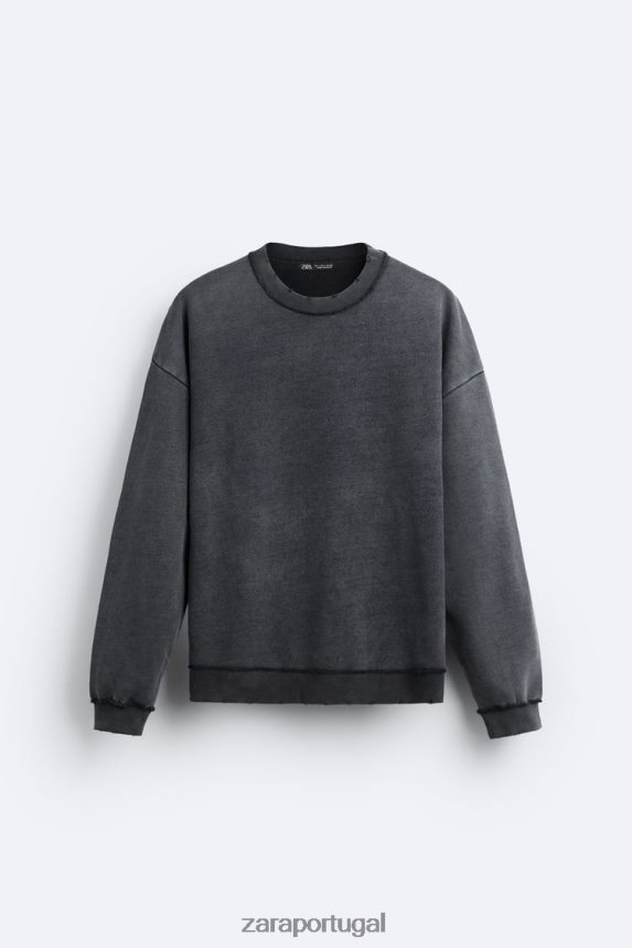 moletom colorido lavado homens Zara antracite escuro Z2080L1053 roupas