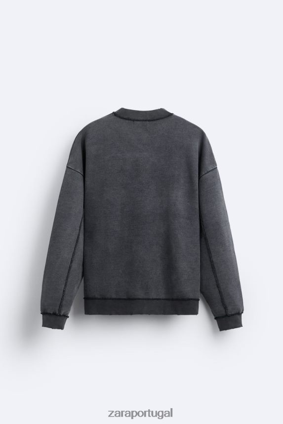moletom colorido lavado homens Zara antracite escuro Z2080L1053 roupas