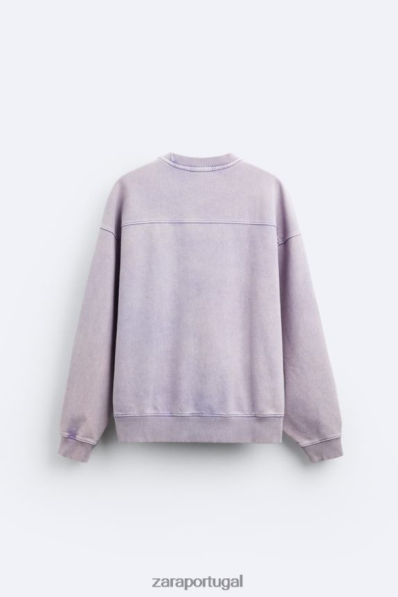 moletom colorido lavado homens Zara lilás Z2080L1052 roupas