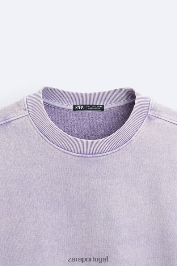 moletom colorido lavado homens Zara lilás Z2080L1052 roupas