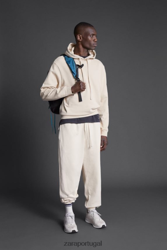 moletom com capuz e estampa hatthanan homens Zara cru Z2080L1077 roupas