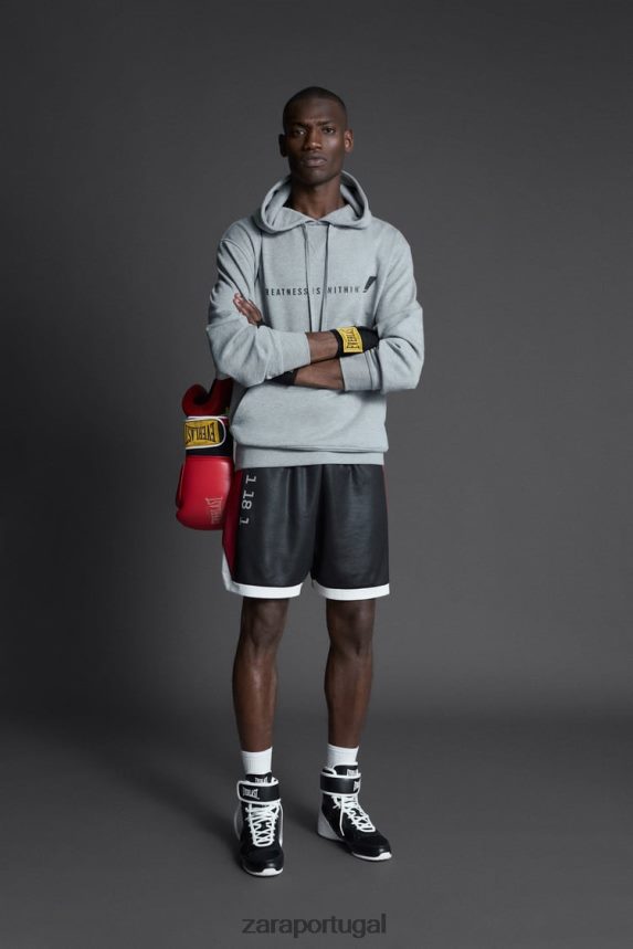 moletom com capuz everlast homens Zara marga cinza Z2080L1047 roupas