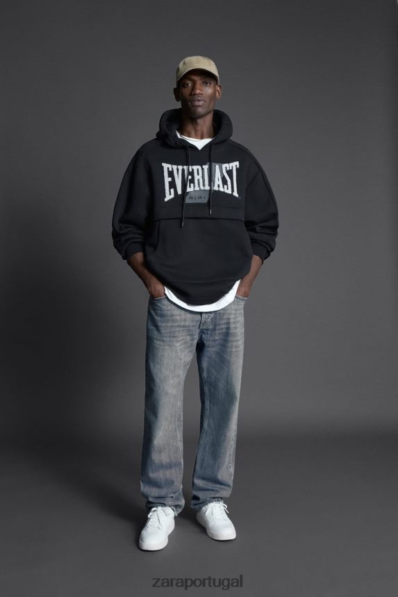 moletom com capuz everlast homens Zara preto Z2080L1048 roupas
