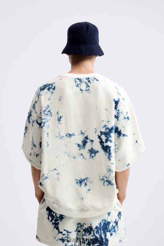 moletom jeans tie-dye homens Zara ostra branca Z2080L1067 roupas