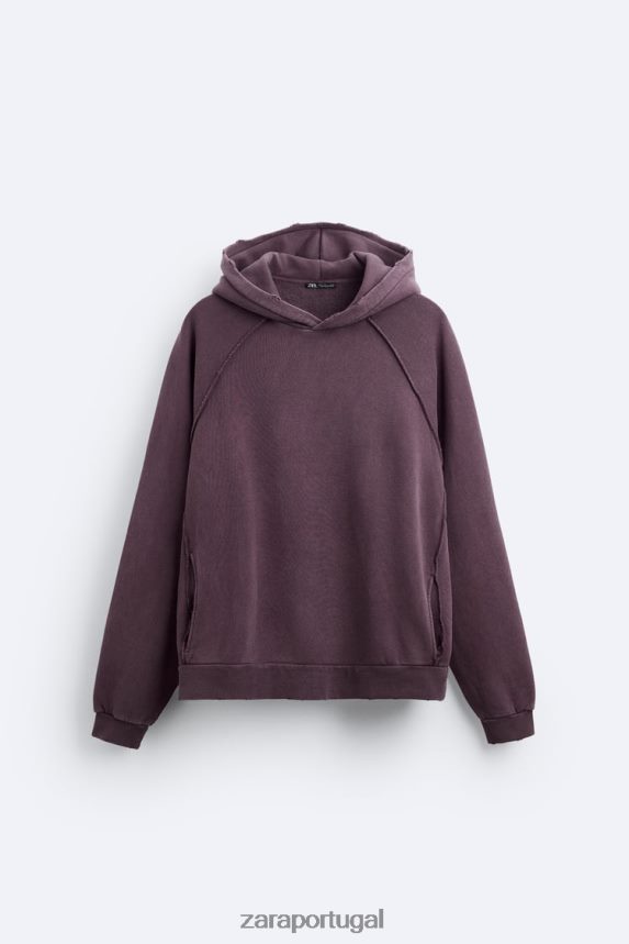 moletom lavado rasgado homens Zara marrom Z2080L1055 roupas