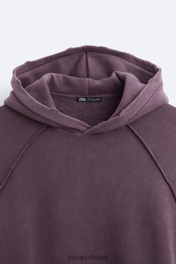 moletom lavado rasgado homens Zara marrom Z2080L1055 roupas