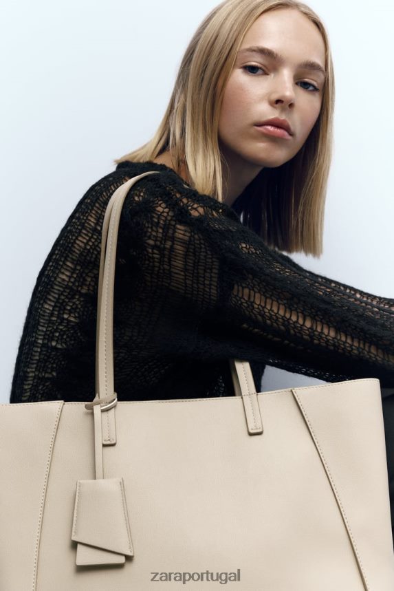bolsa compartimentada mulheres Zara cru Z2080L746 acessórios
