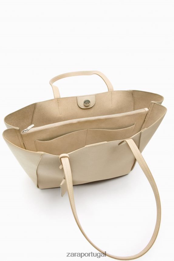 bolsa compartimentada mulheres Zara cru Z2080L746 acessórios
