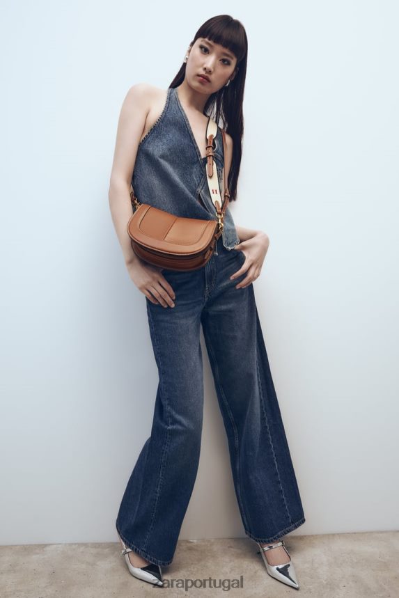 bolsa crossbody com pesponto mulheres Zara original Z2080L752 acessórios