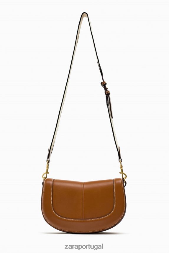 bolsa crossbody com pesponto mulheres Zara original Z2080L752 acessórios