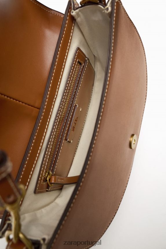 bolsa crossbody com pesponto mulheres Zara original Z2080L752 acessórios