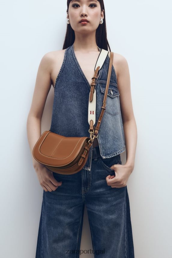 bolsa crossbody com pesponto mulheres Zara original Z2080L752 acessórios