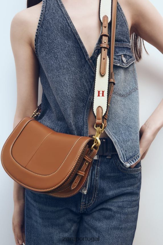 bolsa crossbody com pesponto mulheres Zara original Z2080L752 acessórios
