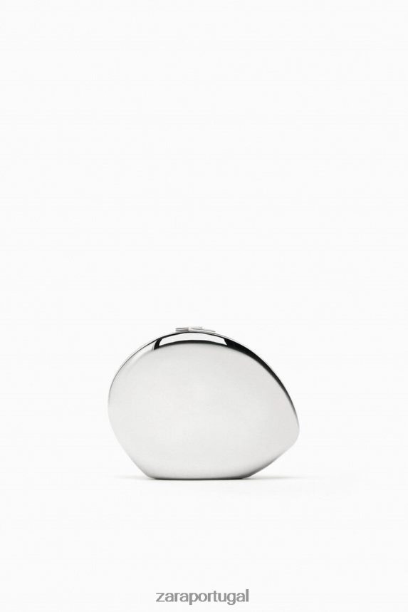 bolsa de caixa metálica mulheres Zara prata Z2080L748 acessórios