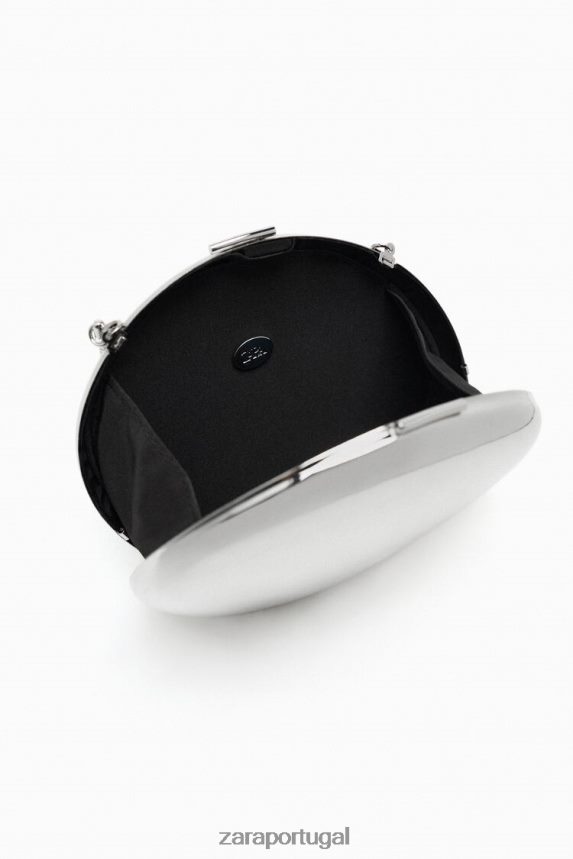 bolsa de caixa metálica mulheres Zara prata Z2080L748 acessórios