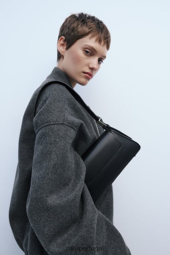 bolsa de ombro com aba mínima mulheres Zara preto Z2080L743 acessórios