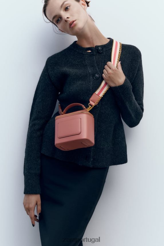 bolsa transversal estruturada mulheres Zara rosa Z2080L741 acessórios