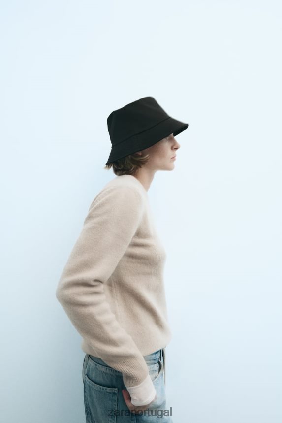 chapéu balde repelente de água mulheres Zara preto Z2080L763 acessórios