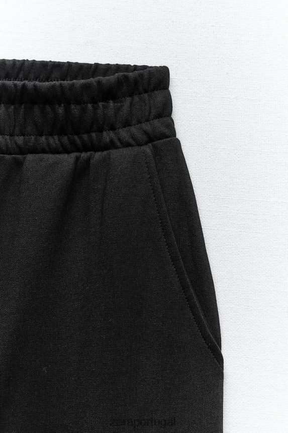 calças cargo de pelúcia mulheres Zara preto Z2080L489 roupas