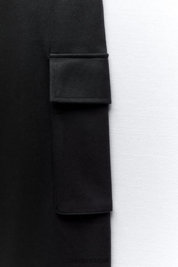 calças cargo de pelúcia mulheres Zara preto Z2080L489 roupas