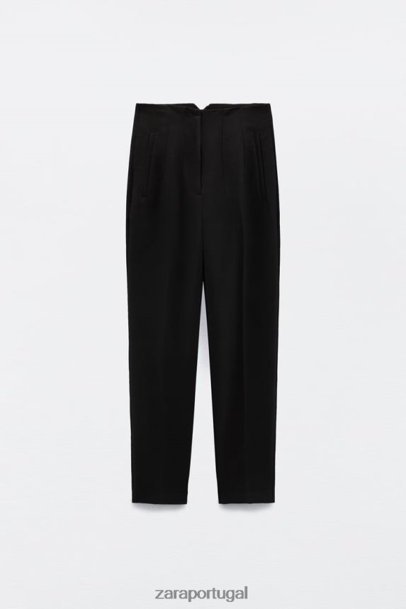 calças de cintura alta mulheres Zara preto Z2080L500 roupas