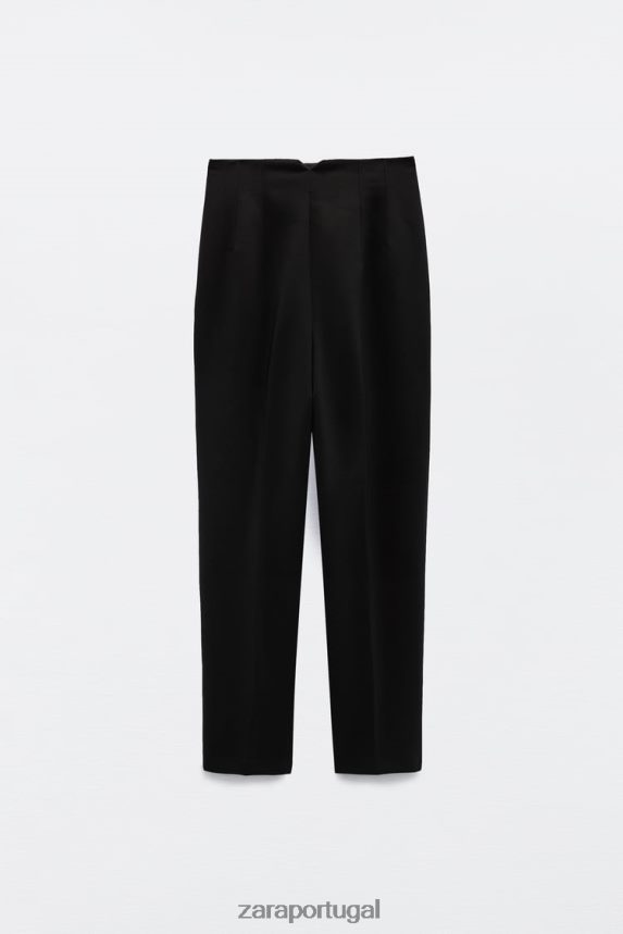 calças de cintura alta mulheres Zara preto Z2080L500 roupas
