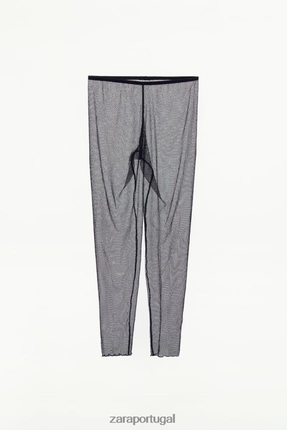leggings de renda mulheres Zara preto Z2080L497 roupas