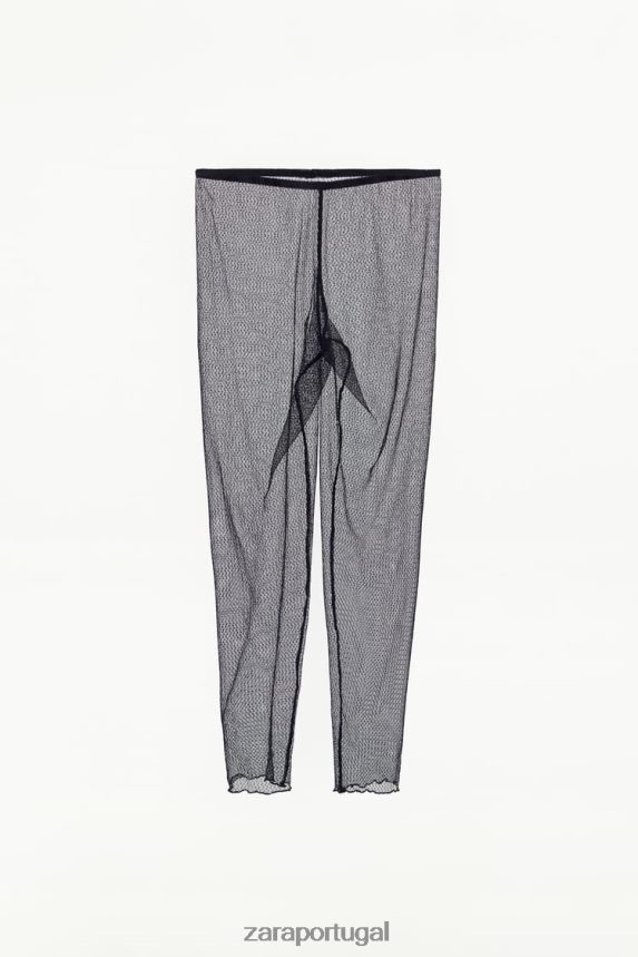 leggings de renda mulheres Zara preto Z2080L497 roupas