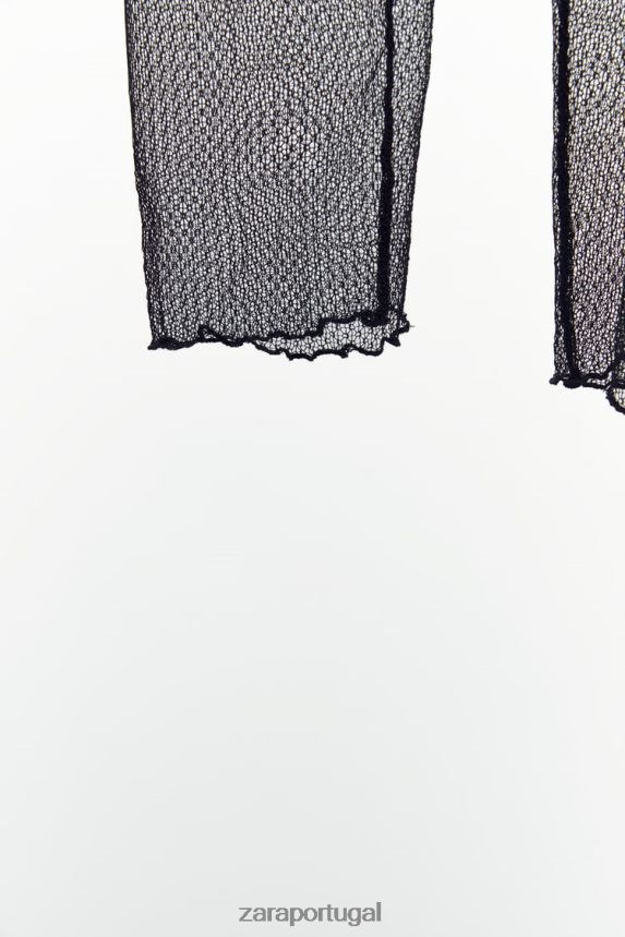 leggings de renda mulheres Zara preto Z2080L497 roupas