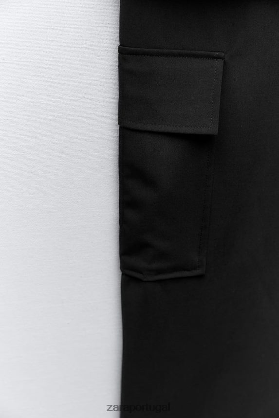 saia de náilon mulheres Zara preto Z2080L495 roupas