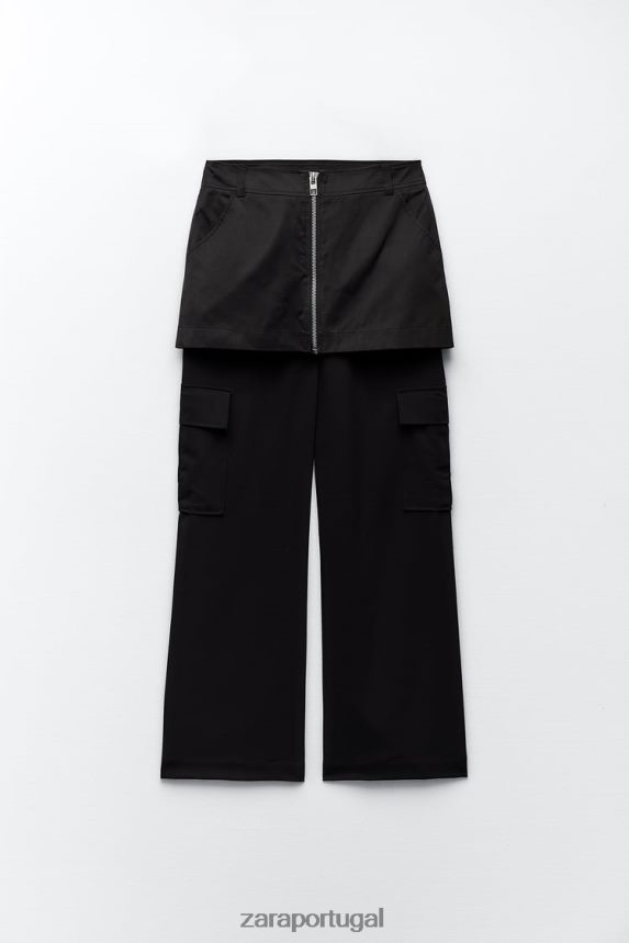 saia de náilon mulheres Zara preto Z2080L495 roupas