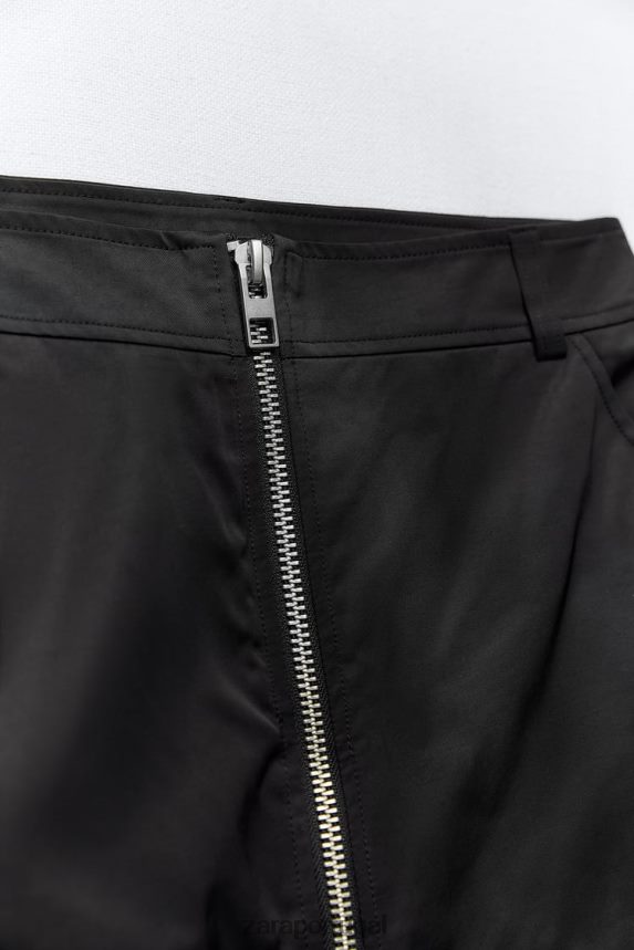 saia de náilon mulheres Zara preto Z2080L495 roupas