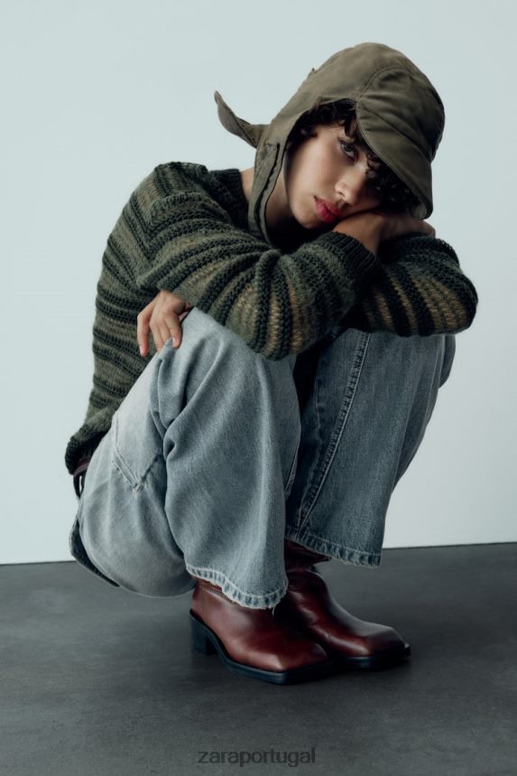 calça jeans cargo trf cintura média mulheres Zara azul Z2080L505 roupas