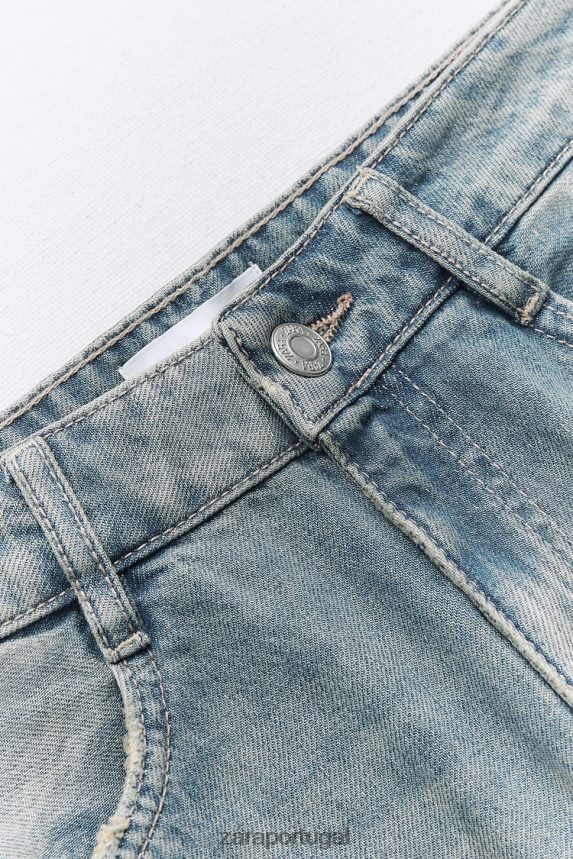 calça jeans cargo trf cintura média mulheres Zara azul Z2080L505 roupas