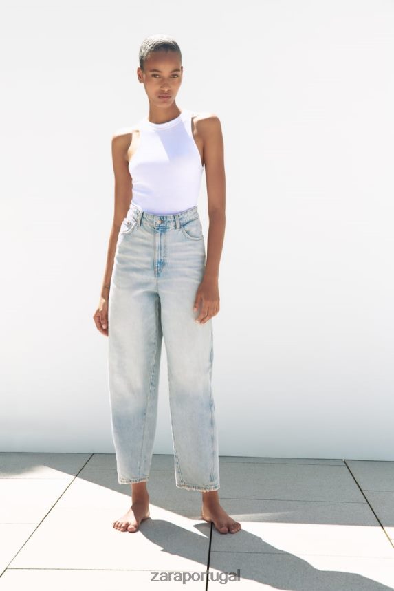 calça jeans cintura média trf mulheres Zara azul claro Z2080L519 roupas