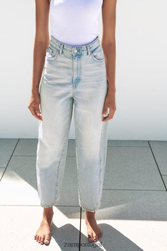 calça jeans cintura média trf mulheres Zara azul claro Z2080L519 roupas
